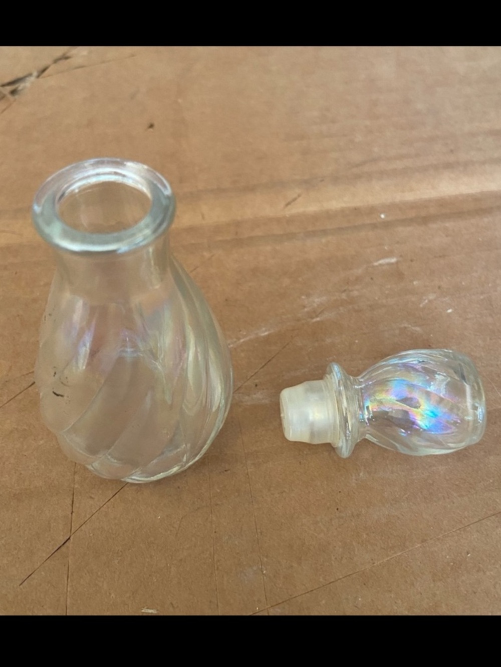 Iridescent Glass Perfume Bottle Vase - Clear